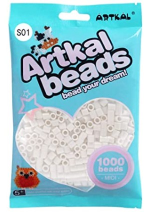 Perles à Fusionner Artkal Taille Midi 5 mm Série S (Sacs de 1000 perles) - Couleur S01 / Blanc
